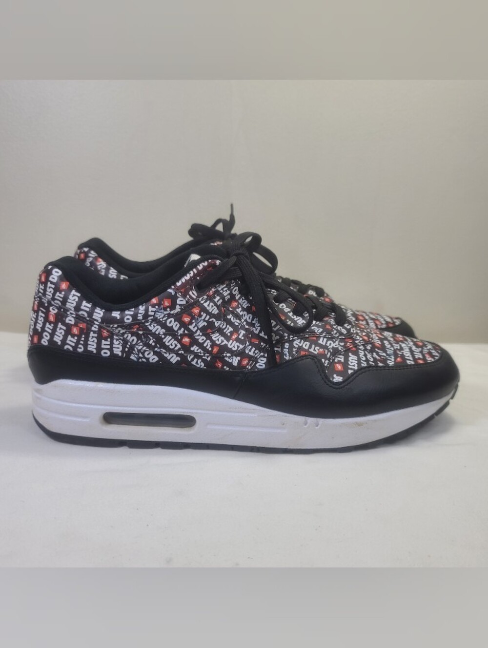 Nike Air Max 1 JDI Just Do It Pack Black 875844-009 All Over Print Size 10.5